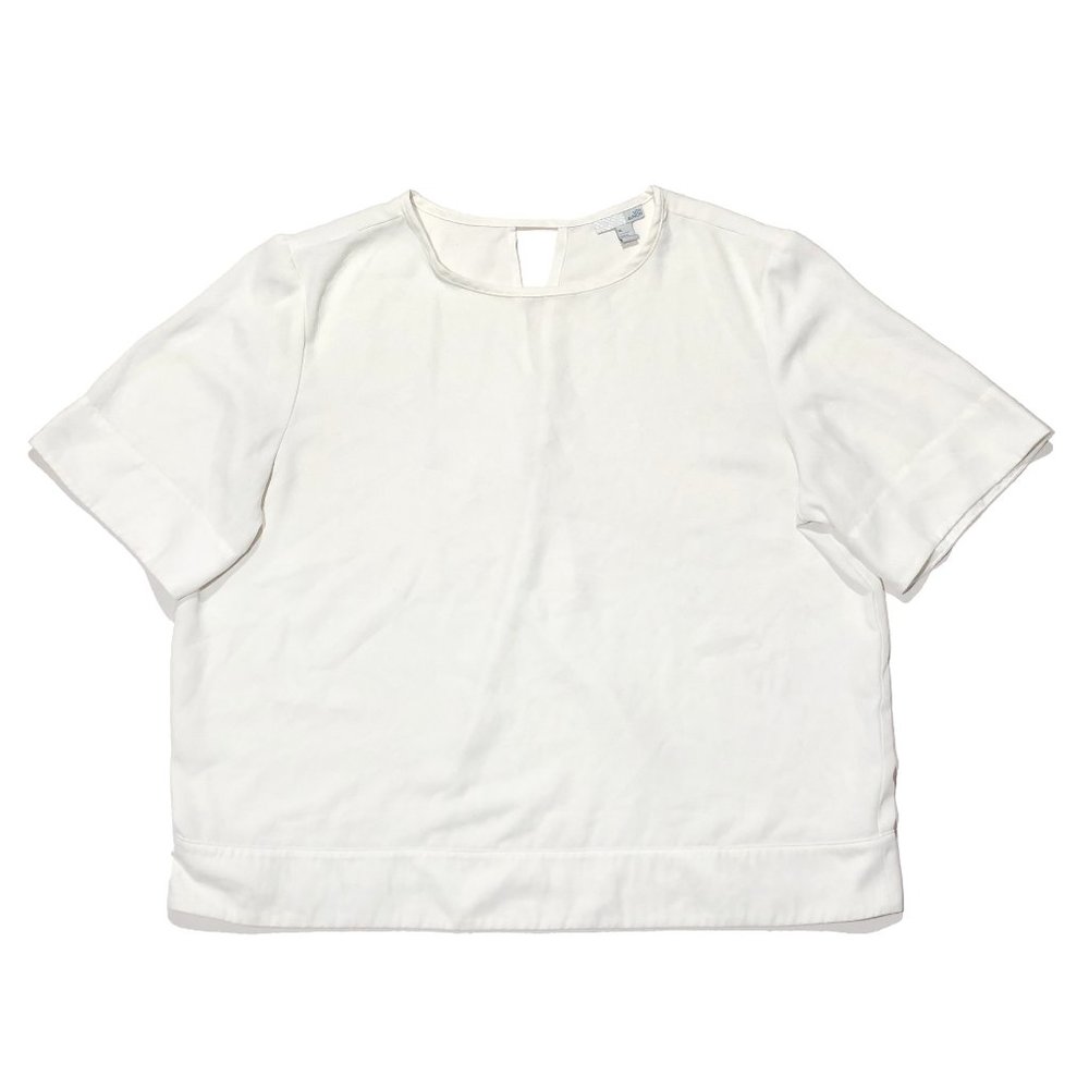 14th & Union Womens Size XL White Short Sleeve Scoop Neck Pull On Blouse